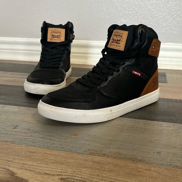 Levis Men's Jeffrey Hi 501 Core Sneaker Men’s 10M Black Tan - Picture 3 of 10